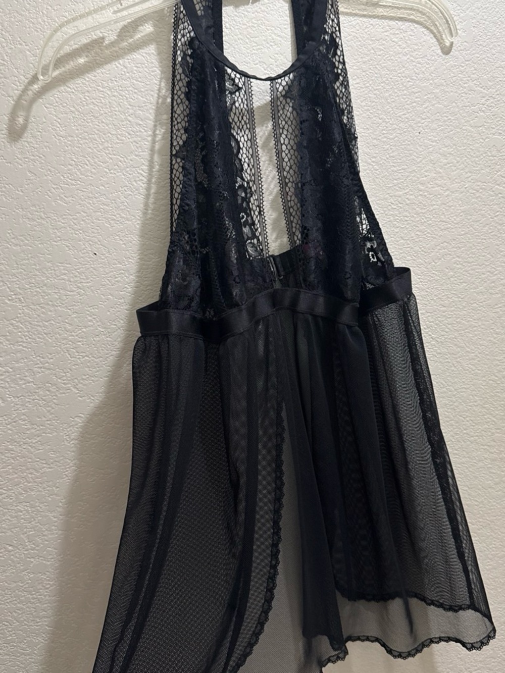 Adore Me Black Lace & Mesh Halter Chemise
